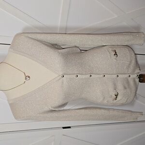 WHBM Gold Shimmer Boyfriend Cardigan